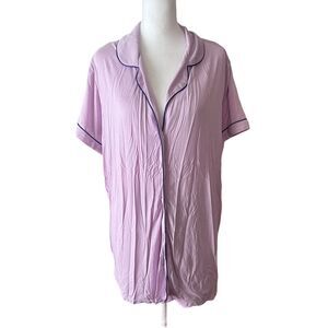 Nordstrom Womens Plus 2X Pajama Set Lavender Short Sleeve Button Up Shirt Shorts